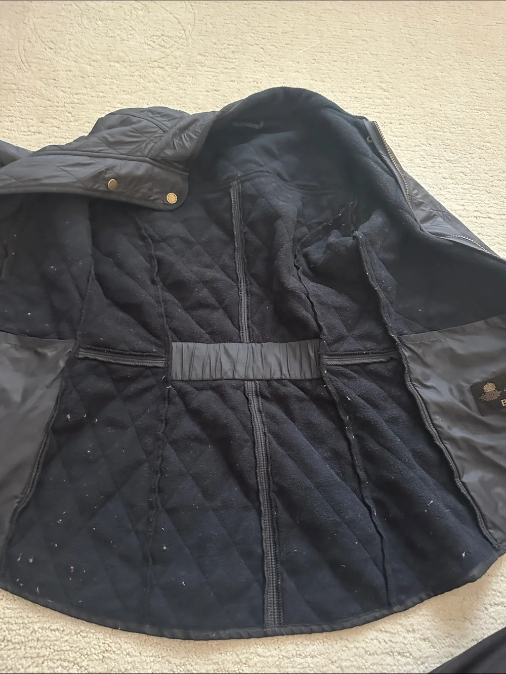 Barbour Cavalry Polarquilt Jacket Women’s US 6 Dark Navy Quilted Fleece Lined - Picture 4 of 4